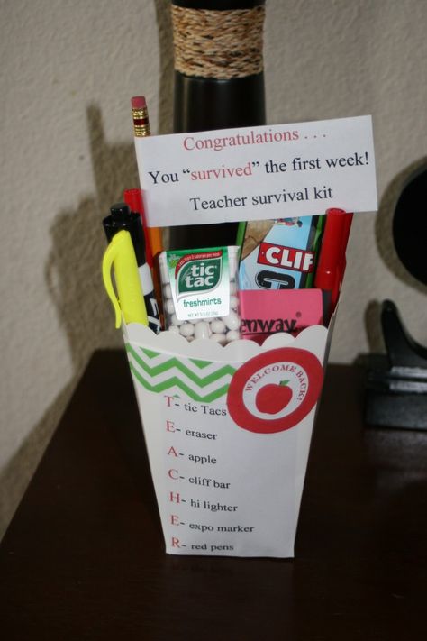 Teacher Survival Kit - 1st week of school 4k Activities, Cliff Bars, Testing Treats, Welcome Back Gifts, Daycare Gifts, Happy School, Survival Kit For Teachers, Teacher Survival, Teacher Treats