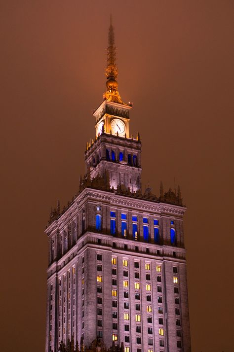 Palace of Culture and Science in Warsaw, Poland. Warsaw Poland, Leaning Tower, Warsaw, Empire State, Leaning Tower Of Pisa, Pisa, Empire State Building, Architecture Photography, Poland