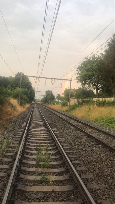 Rainbow Train Rail Train Track Wallpaper, Train Rails Aesthetic, Train Tracks Aesthetic, Visual Video, Railway Line, Line Photography, Rail Train, Alphabet Images, Rail Road