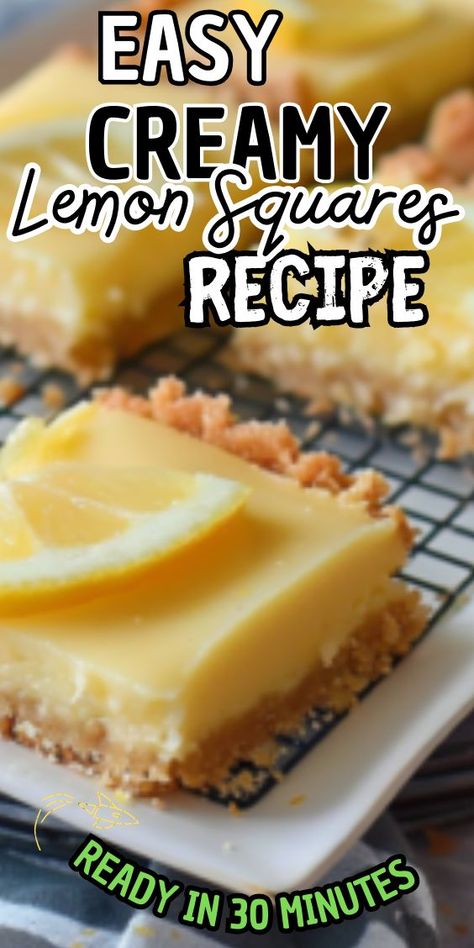 Easy Creamy Lemon Squares. Bursting with tangy lemon flavor and creamy goodness, these squares are the perfect combination of sweet and tart. Whether you're hosting a brunch, afternoon tea, or simply treating yourself to a delightful dessert, these lemon squares are sure to brighten your Creamy Lemon Squares Recipe, Lemon Squares Recipe Easy, Lemon Squares Easy, Creamy Lemon Squares, Lemon Squares Recipe, Hosting A Brunch, Lemon Dessert, Lemon Squares, Lemon Dessert Recipes