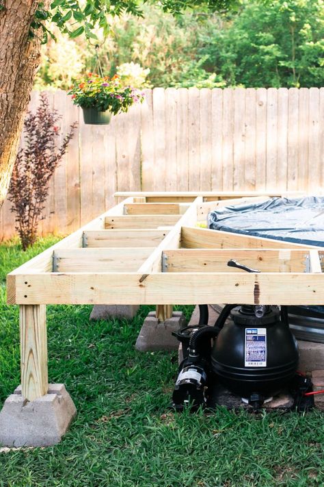 Are you looking for a deck for your stock tank pool? I've got you covered! Click the link for a full video step by step tutorial plus build plans! Diy Stock Tank Pool Deck, Stock Tank Repurposed, Deck For Stock Tank Pool, Water Trough Pool With Deck, Stock Tank Pools Backyard, Stock Tank Pool Deck Plans, Stock Tank Pool Decks, Stock Tank Pool Steps, Stock Tank Pool Ideas With Deck