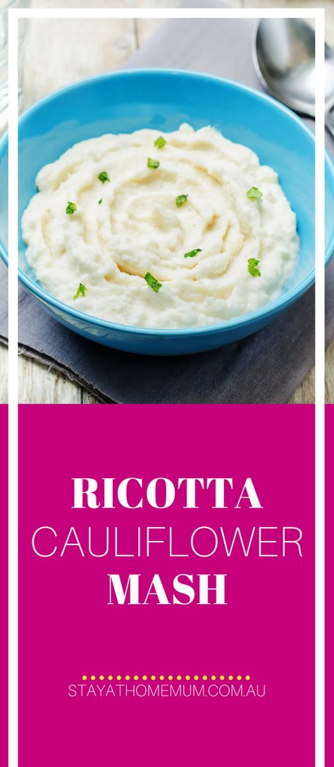 Ricotta Cauliflower Mash - a nice change from traditional mashed potato! Instant Pot Cauliflower Mash, Dairy Free Cauliflower Mash, Cheesy Cauliflower Mash, Potato And Cauliflower Mash, Creamy Cauliflower Mash, Healthy Meats, Meat Free Recipes, Mashed Cauliflower, Frugal Meals