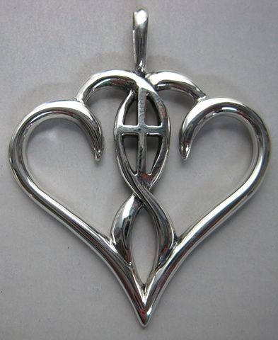 ONE IN THE SPIRIT PENDANT  Two hearts joined together by and in Christ form a union, which is encompassed by the Holy Spirit. © Nancy Denmark #jewelry #hearts Marriage Symbols, Couple Tat, Couples Tattoos, What I Like About You, Christian Couples, Necklace Christian, Tattoos Skull, Christian Symbols, Family Necklace