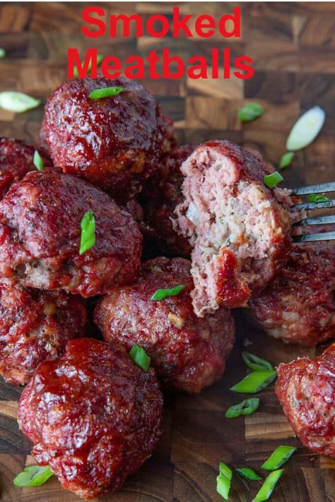 Smoked Meatballs - Binky's Culinary Carnival Smoker Meatballs, Wood Fired Recipes, Smoked Meatballs, Dinner Staples, Fresh Bread Crumbs, Smoked Food, Bbq Menu, Healthy Meat Recipes, Pork Meatballs