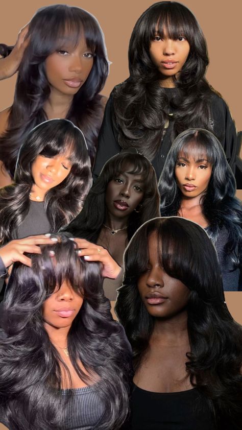 bang inspiration for getting a sew in Bang Inspiration, Sew In With Bangs, Sew In, Bangs, That Look, Sewing, Hair Styles, Hair, Black