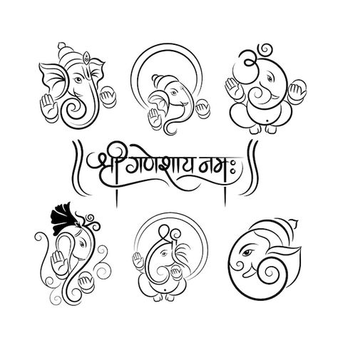 Lord ganesha outline logo and symbol col... | Premium Vector #Freepik #vector #shree #ganesha #lord-ganesha #ganpati Ganesh Ji Simple Drawing, Ganesha Vector Art, Ganpati Outline Drawing, Sketch Of Lord Ganesha, Ganesh Vector Art, Ganesha Line Drawing, Ganpati Outline, Ganesh Ji Lippan Art, Ganpati Logo Design