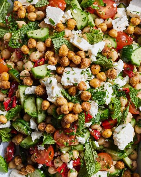 Chickpea Chopped Salad, Chopped Salad Dressing, Chopped Salads, Meal Plan Week, Whats Gaby Cooking, Chopped Salad Recipes, Chicken Chopped Salad, Crispy Chickpeas, Roasted Chickpeas