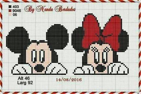 Minnie Mouse Cross Stitch, Mouse Cross Stitch, Disney Quilt, Crochet Disney, Pola Kristik, Mickey And Minnie Mouse, Disney Cross Stitch, Cross Stitch Baby, Mickey Mouse And Friends