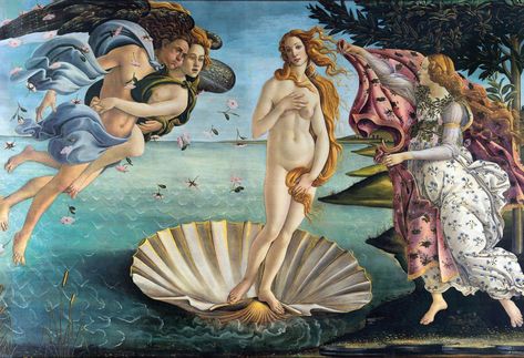 Famous Paintings Michelangelo, Birth Of Venus Botticelli, Famous Art Paintings, Klimt Paintings, Birth Of Venus, Sandro Botticelli, Uffizi Gallery, Marcel Duchamp, Art Parody