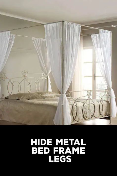 Hide Metal Bed Frame Legs Hide Metal Bed Frame, Rug Under Bed, Bed Frame Legs, Old Bed Frames, Hiding Ugly, Hanging Beds, Sofa Ideas, Bed Legs, Dust Ruffle