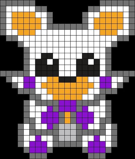 Fnaf Grid Pattern, Fnaf Pixel Art Grid Easy, Fnaf Beads Pattern, Perler Bead Patterns Fnaf, Fnaf Kandi Pattern, Fnaf Perler Beads Pattern, Fnaf Pixel Art Grid, Fnaf Perler Beads, Tiny Pixel Art