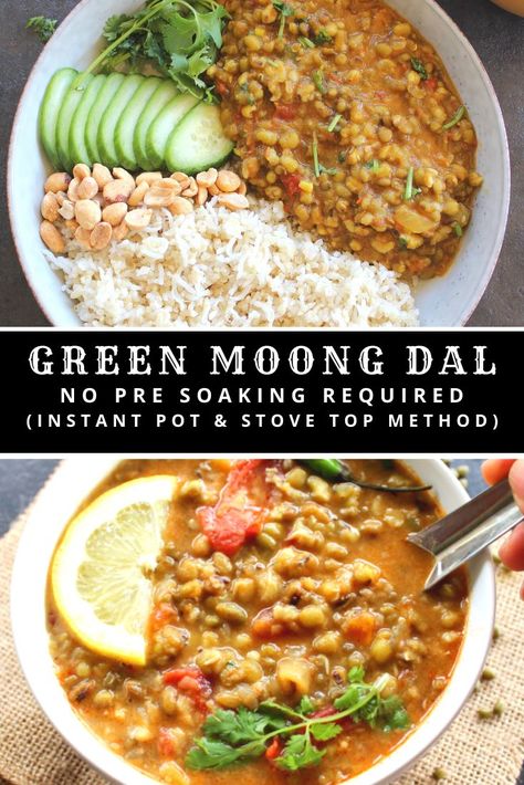 Gluten Free Lentil Soup, Green Moong Dal Recipe, Indian Beans Recipe, Green Lentil Recipes, Indian Dal Recipe, Moong Dal Recipe, Indian Dal, Instant Pot Vegan, North Indian Recipes