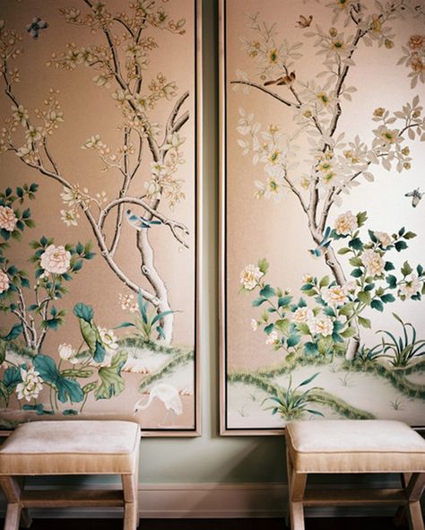 Chinoiserie Wall Panels, Fashionista Photoshoot, Chinoiserie Wallpaper Panels, Chinoiserie Panels, Pink Chinoiserie, Decoration Shabby, Love Decor, Chinoiserie Wall, Chinoiserie Wallpaper