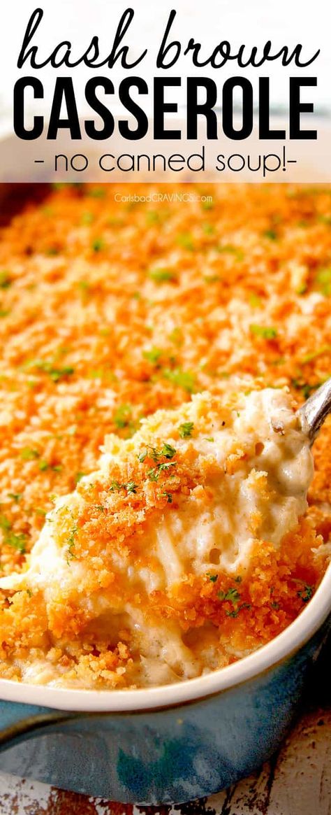 BEST Hashbrown Casserole - NO CANNED SOUP! (make ahead & freezer instructions) Hashbrown Casserole Easy, Hashbrown Casserole Recipe, Cheesy Hashbrown Casserole, Canned Soup, Cheese Cheddar, Hashbrown Casserole, Carlsbad Cravings, Hash Brown Casserole, Taco Casserole