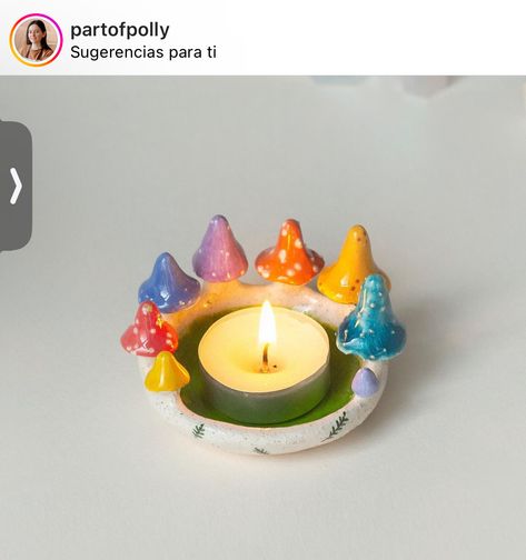 Polymer Clay Candle, Clay Candle, Clay Plates, Diy Air Dry Clay, Air Dry Clay Projects, Cerámica Ideas, Tanah Liat, Cute Polymer Clay, Pottery Crafts