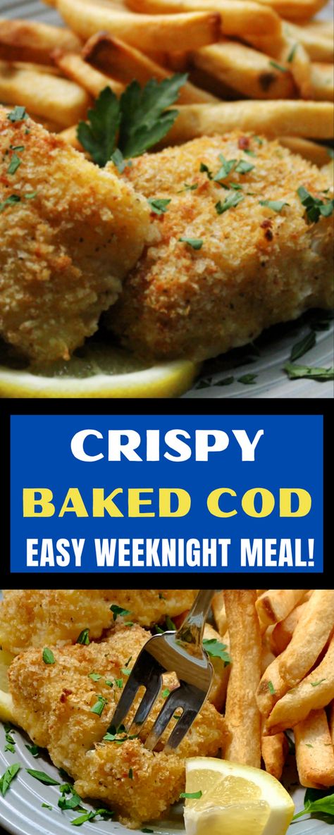 Cod Fish Recipes Panko Oven Baked, Fresh Cod Recipes Baked Fish, Crispy Oven Baked Fish, Breaded Cod Recipes Baked, Baked Cod Loin Recipes Oven, Baking Cod Fish In Oven, Pacific Cod Recipes Baked, Breaded Baked Cod Recipes Oven, Baked Cod With Panko