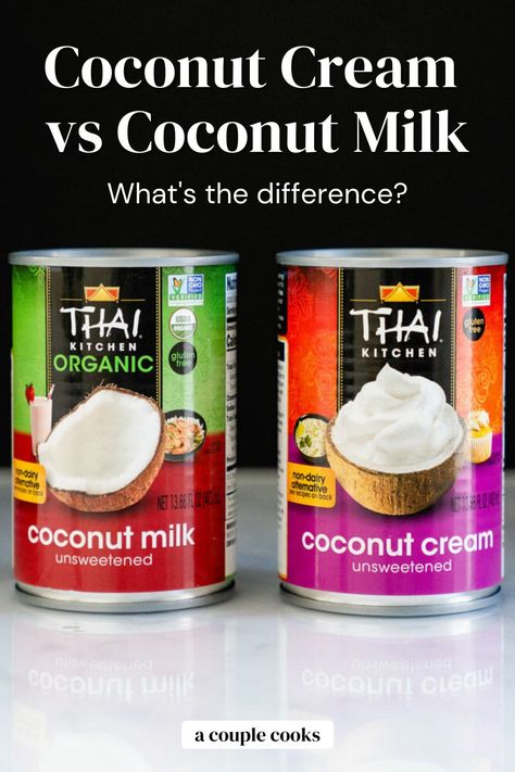 The difference between coconut cream vs coconut milk? Here’s how to make sure you get the right ingredient for your recipe. #coconutcream #coconutmilk Make Coconut Milk, Coconut Milk Smoothie, A Couple Cooks, Bulk Shopping, Vegan Recipes Plant Based, Coconut Milk Recipes, Vegetarian Cookbook, Couple Cooking, Pescatarian Recipes