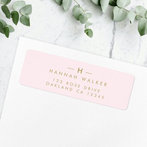 Monogram Blush Pink | Elegant Gold Return Address Label Addressing Wedding Invitations, Wedding Address Labels, Wedding Address, Address Label, Kids Nursery Decor, Free Birthday Invitations, Free Birthday Invitation Templates, Return Address Labels, Kids Stationery