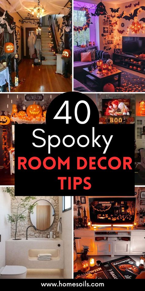 Discover 40 spooky room decor tips to transform your space into a chilling Halloween haven! From eerie lighting to creepy accents, these ideas will set the perfect haunted vibe. Visit our website for all the spooky inspiration! 🕸️👻✨ Halloween Room Decor Ideas, Spooky Room Decor, Spooky Inspiration, Spooky Room, Eerie Lighting, Room Decor Tips, Halloween Room, Halloween Room Decor, Log Cabin Decor