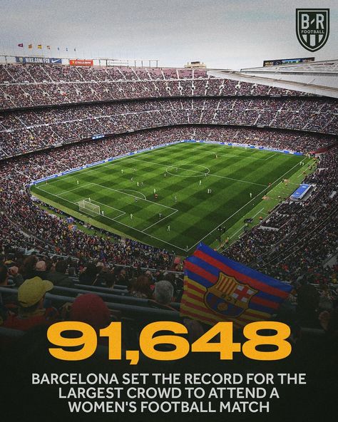 Bleacher Report Football on Instagram: “Barcelona vs. Wolfsburg set the record attendance for a women’s football match 👏” Instagram Barcelona, Bleacher Report, Large Crowd, Football Match, Womens Football, Soccer Field, Barcelona, Football, Nike