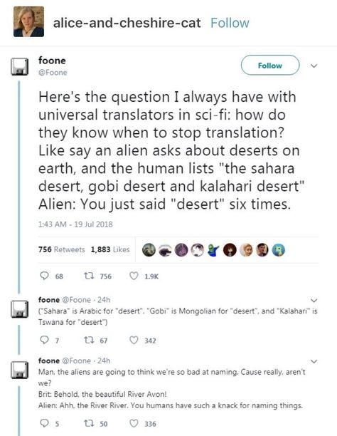 Never really thought about this until now! @Foone brings up an interesting question that sparked this gem of a Tumblr thread. #tumblr #aliens #thread #translation #scifi #interesting #language #lol #funny #funnytumblr #funnytweets #funnythread #thread Sci Fi Writing, Alien Prompts, Tumblr Threads, Alien Human, Space Orcs, Space Australia, Funny Tumblr, Aliens Funny, Funny Relationship