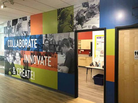 Wall Wrap, Office Wall Graphics, Cafeteria Design, Church Foyer, Corporate Values, Office Mural, Office Wall Design, Office Signage, Graphic Wall Art