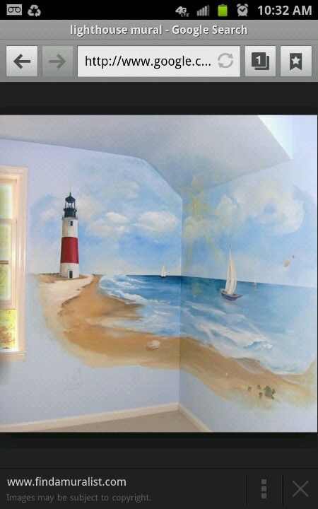 #1) Faded edge blue background Lighthouse Nursery, Lighthouse Decorations, Nautical Mural, Beach Murals, Nautical Interior Design, Boating Pictures, Strand Decor, Childrens Wall Murals, Nautical Interior