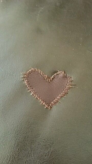 We had a hole in our sofa so I patched it up with a leather heart patch! #Ember Patching A Leather Couch, Patch Leather Couch, Couch Patch, Leather Couch Repair, Couch Repair, Repair Sofa, Baron Samedi, Upholstery Trends, Upholstery Repair