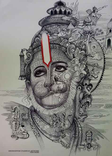 Bhagwan Ram Painting, Shree Ram Art Painting, Hanuman Art Drawing Sketches, Hanuman Art Artworks, Hanuman Ji Mandala Art, Hanuman Art Drawing, Hanuman Sketch Art, Ramayan Drawing, God Illustration Art