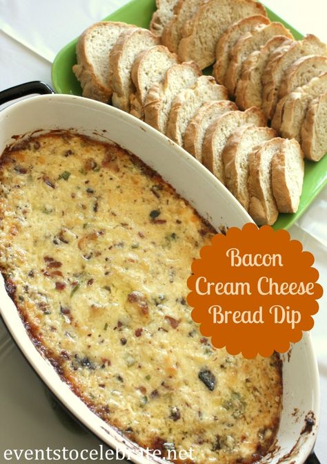 Bacon Cream Cheese Dip, Bread Dips Recipes, Cream Cheese Recipes Dip, Cheese Dip Recipe, Cream Cheese Bread, Cream Cheese Dip, Bread Dip, Cream Cheese Dips, Mozzarella Sticks