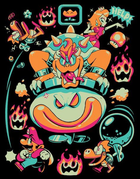 Video Game Illustration, Nintendo Tattoo, Mario Stuff, Brothers Art, Arte Nerd, Nintendo Fan Art, Retro Gaming Art, Video Game Posters, Video Game Fan Art