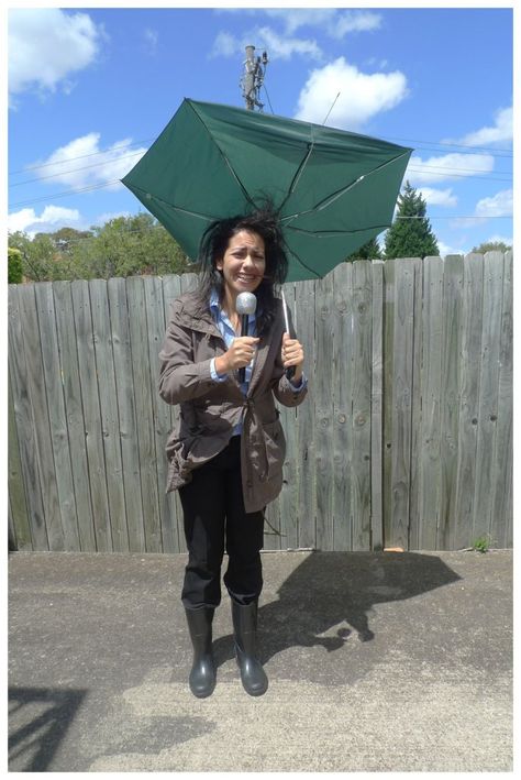 Weather Reporter in a Storm Costume