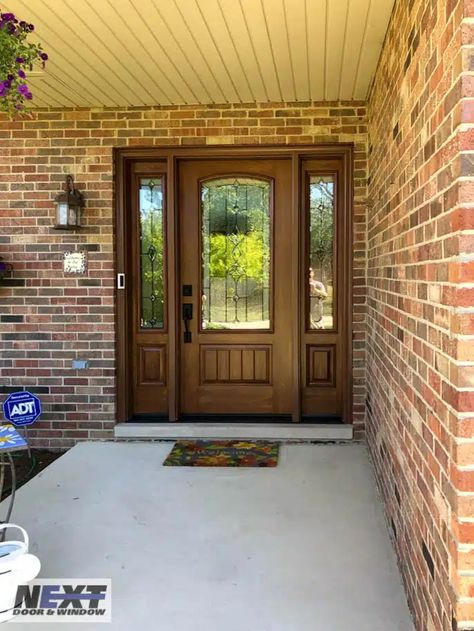 Fiberglass Front Door With Sidelights, Provia Doors Front Entry, Front Entry Doors With Sidelights, Pella Doors, Fiberglass Front Entry Doors, Wood Entry Door, Door With Sidelights, Entry Door With Sidelights, Single Entry Doors