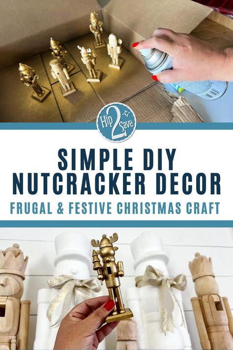 Upgrade affordable wooden nutcrackers with these easy and frugal tips to create festive DIY Christmas decor. This is such a fun Christmas craft idea using cheap wooden nutcrackers. Nutcracker Christmas Decor, Diy Nutcracker, Christmas Candle Crafts, Nutcracker Crafts, Nutcracker Decor, Nutcracker Christmas Decorations, Diy Christmas Decor, Dollar Store Diy Projects, Diy Dollar Tree Decor