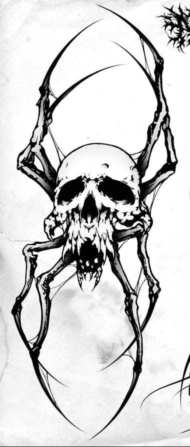 Mens Dark Tattoo Ideas, Creepy Octopus Tattoos, Human Spider Drawing, Skull Spider Drawing, Dark Style Tattoo Men, Creepy Snake Tattoo, Pyramid Head Tattoo Design, Gothic Ink Art, Negative Space Tattoo Ideas