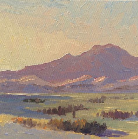 Story Hills, 6" x 6" oil on canvas panel. Story Hills and the southern portion of the Bridger Mountains, Montana Mountains Montana, Landscape Oil Paintings, Oil Painting Inspiration, Modern Fine Art, Bozeman Montana, Fine Art Landscape, Inspirational Artwork, Mountain Paintings, Mountain Art