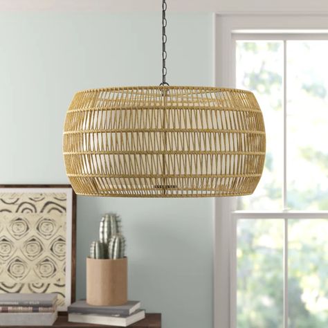 Chandelier Black, Chandelier Metal, Metal Canopy, Geometric Chandelier, Drum Chandelier, Beachcrest Home, Open Weave, Light Chandelier, Dimmer Switch