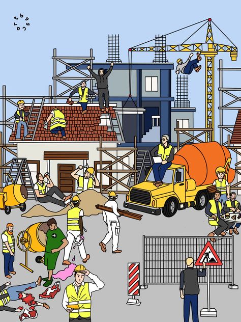 #construction #constructionsite #illustration #art #illustrator #digitalart #surrealart #surrealism Construction Site Illustration, Dream Illustration, Renovation Architecture, Architecture Engineering, Construction Worker, Construction Site, Surreal Art, Original Work, Surrealism