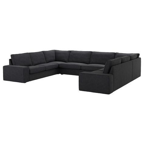 KIVIK Sectional, 6-seat, Hillared anthracite, Width: 144 7/8 ". Cuddle up in the comfortable KIVIK sofa. The generous size, low armrests and pocket springs with foam that adapts to the body invites you and your guests to many hours of socializing and relaxation. Smolder resistant lining/ Smolder resistant lining: Polyester wadding. Kivik Sectional, Ikea Bank, Kivik Sofa, Ikea France, Sofa U Form, Ikea Kivik, Blue Sectional, Shaped Sofa, U Shaped Sofa