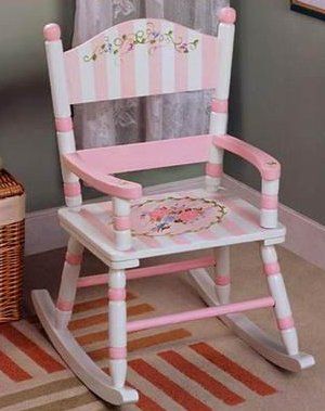 Darling Little Girl's Rocking Chair. Painted Kids Chairs, Classic Rocking Chair, Painted Rocking Chairs, Kid Furniture, Fantasy Fields, Kids Rocking Chair, Childrens Rocking Chairs, Kids Playroom Furniture, Wooden Rocking Chairs