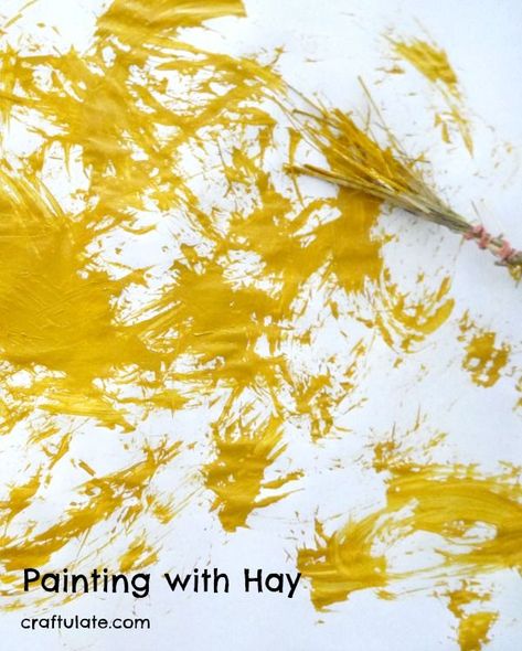 Painting with Hay - a process art activity for kids Art Activity For Kids, Toddler Art Projects, Farm Crafts, Diy Holiday Gifts, Farm Art, Art Activity, Mason Jar Crafts Diy, Daycare Crafts, Art Activities For Kids