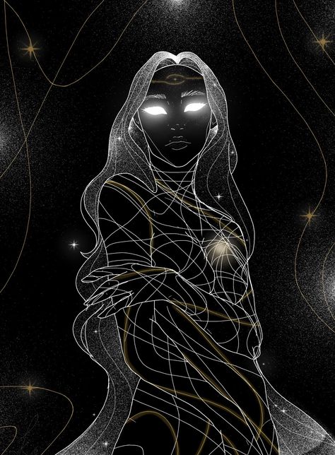 Goddess Of Dreams Art, Universe Woman Art, Shadow Goddess Fantasy Art, Universe Stars Galaxies, Cosmic Illustrations Universe, Star Goddess Tattoo, Celestial Goddess Tattoo, Spiritual Illustration Art, Space Goddess Aesthetic