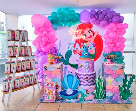 Decoracion de Sirenita #decosirenita Mermaid Theme Birthday Party, Mermaid Birthday Cakes, Ariel Birthday, Mermaid Theme Birthday, Mermaid Decor, Mermaid Theme, Mermaid Birthday, Mermaid Party, Princess Party