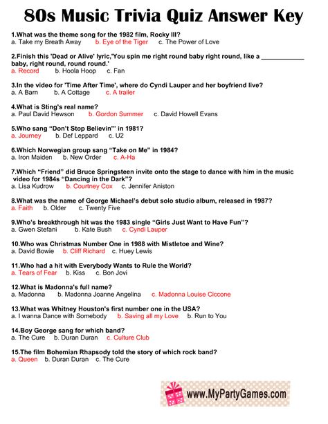 80s Trivia Printable, 80s Trivia With Answers, Music Quiz Questions And Answers, 80s Music Trivia, Music Trivia Questions And Answers, 80s Trivia, Music Trivia Questions, Fun Trivia Questions, Finish The Lyrics