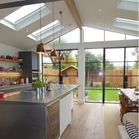 kitchen diner - Google Search Extension Kitchen, Skylight Kitchen, House Extension Plans, Kitchen Diner Extension, Kitchen Extensions, Open Plan Kitchen Diner, Open Plan Kitchen Living, Side Extension, Open Plan Kitchen Living Room