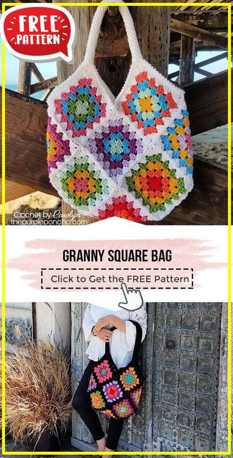 crochet patterns-Free Crochet Granny Square Patterns for Your Craft Projects Boho Crochet Bags Patterns, Granny Square Boho Bag, Purse Patterns Free Crochet, Granny Bag Crochet Pattern, Crochet Boho Bag Pattern Free Granny Squares, Crochet Square Bag Pattern, Granny Squares Bag Pattern, Granny Pattern Crochet, Granny Square Crochet Bags Free Patterns