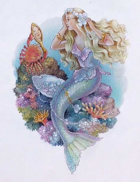 The Mermaid Princess by Shirley Barber Mermaid Art Drawing, Shirley Barber, Barber Art, Mermaid Photography, Mermaid Artwork, Fantasy Mermaids, Mermaid Drawings, Mermaid Painting, Mermaid Pictures