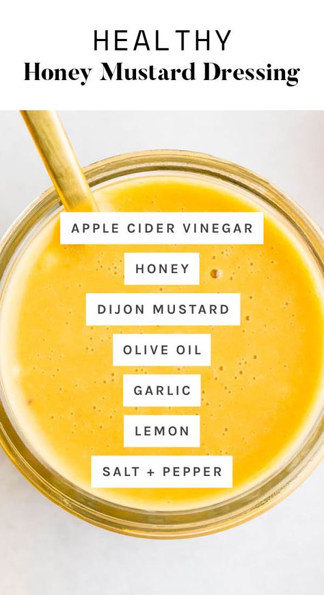 Perfectly sweet with a bit of tanginess, this honey mustard dressing is creamy, delicious and only takes 5 minutes to whip up! Honey Mustard Vinaigrette Dressing, Easy Honey Mustard, Mustard Salad, Honey Mustard Salad Dressing, Mustard Salad Dressing, Homemade Salad Dressing Healthy, Dipping Sauces For Chicken, Paleo Sauces, Salad Dressing Recipes Healthy