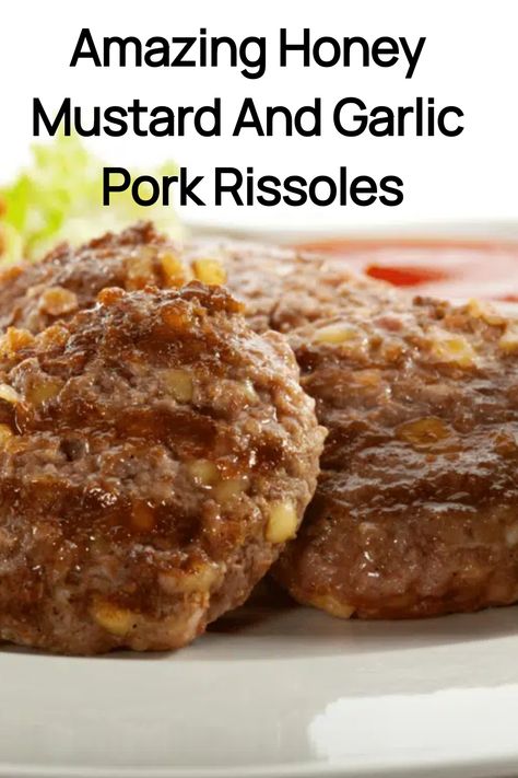 Amazing Honey Mustard And Garlic Pork Rissoles on a white plate Pork Rissoles, Cauliflower Cheese Casserole, Pork Mince Recipes, Garlic Pork, Ground Pork Recipes, Minced Meat Recipe, Favorite Dinner, Ground Meat Recipes, Mince Recipes