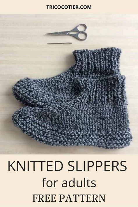 Slipper Sock Knitting Pattern, Amazing Knitting Patterns, Double Knit Slippers Free Pattern, Free Knitting Patterns For Slippers, Knitted Slippers Free Pattern Easy, Knitted Slippers Free Pattern, Diy Knitting Needles, Slippers Free Pattern, Knitted Socks Free Pattern